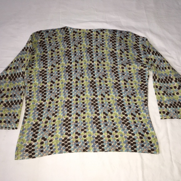 WHIM 100% Cashmere Sweater Blue Brown Green Dots - Picture 2 of 8